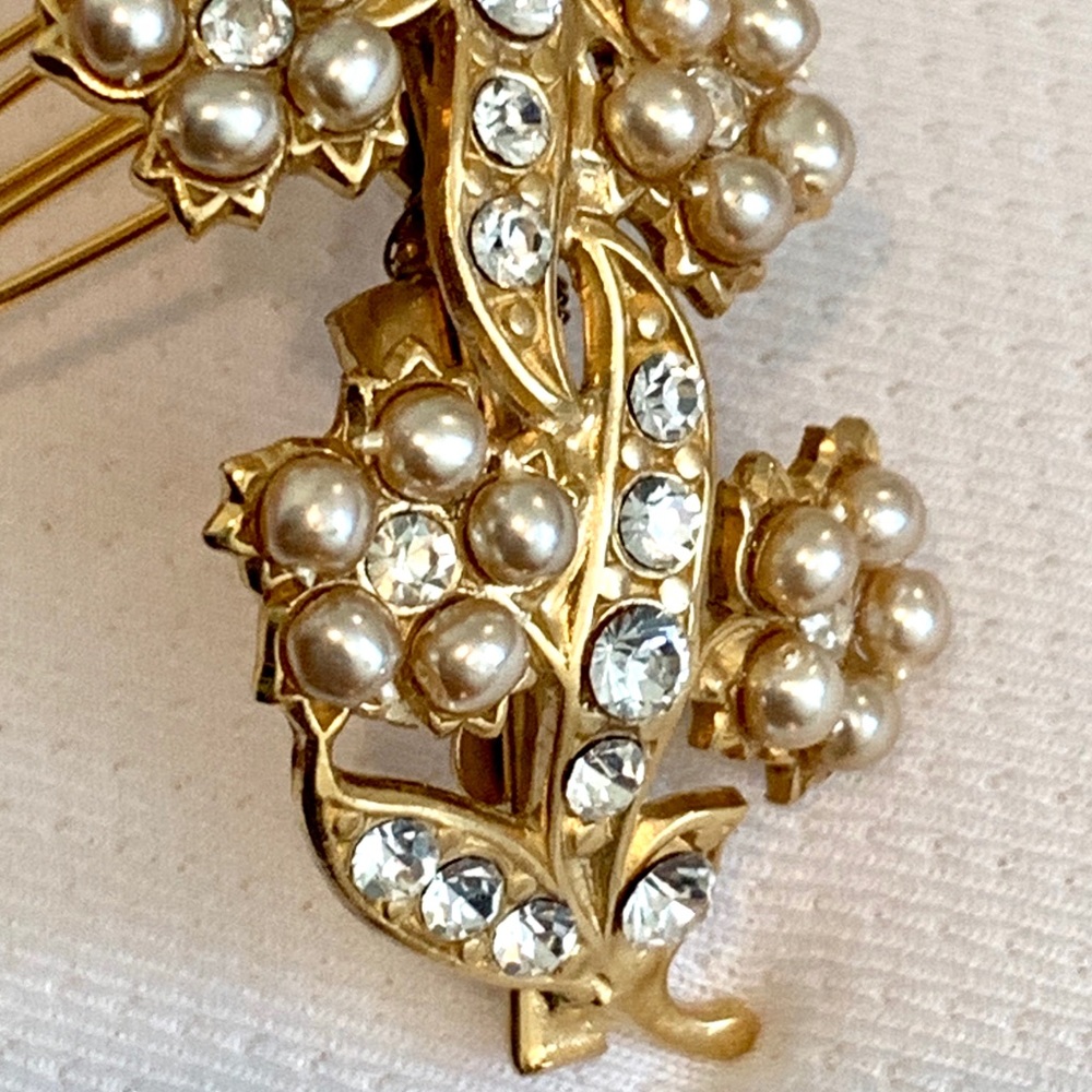 custom rhinestone pearl wedding hair accessory - Picture 5 of 15